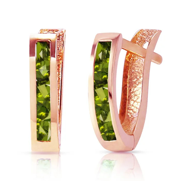 Earrings MayaMila 1 Carat 14K Solid Rose Gold Oval Huggie Earrings Peridot Earrings MayaMila 1 Carat 14K Solid Rose Gold Oval Huggie Earrings Peridot