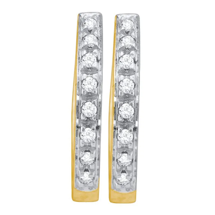 Earrings mayamila 10kt Yellow Gold Womens Round Diamond Single Row Hoop Earrings 18 Cttw Earrings mayamila 10kt Yellow Gold Womens Round Diamond Single Row Hoop Earrings 18 Cttw