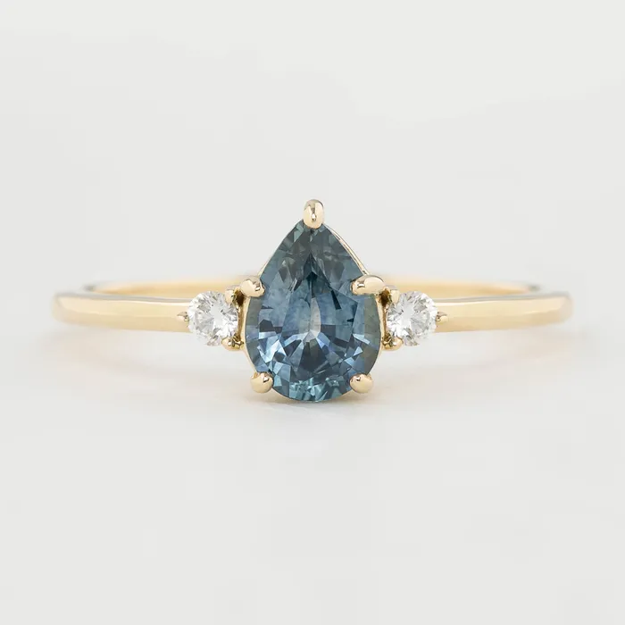 Emilie Ring 062ct Pear Cut Light Blue Montana Sapphire One of a kind Envero Jewelry Rings
