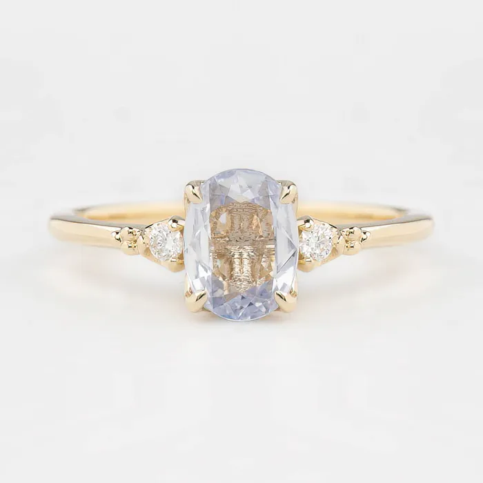 Estel Ring 108ct Light Blue Unheated Oval Sapphire 14K Yellow Gold One of a kind Envero Jewelry Rings