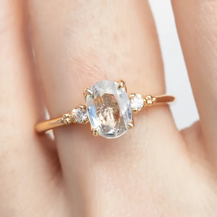 Estel Ring 108ct Light Blue Unheated Oval Sapphire 14K Yellow Gold One of a kind Envero Jewelry Rings Estel Ring 108ct Light Blue Unheated Oval Sapphire 14K Yellow Gold One of a kind Envero Jewelry Rings