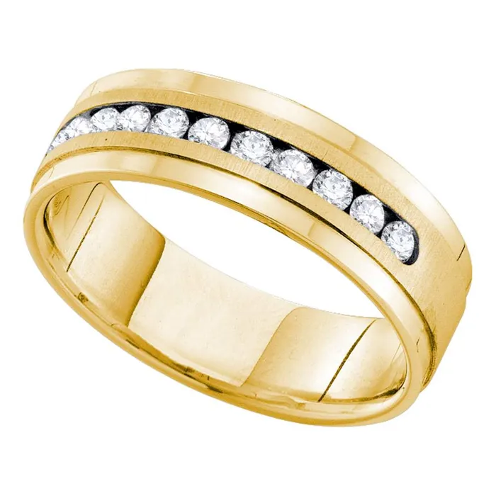 mayamila 14kt Yellow Gold Mens Round Channelset Diamond Single Row Wedding Band Ring 100 Cttw Rings mayamila 14kt Yellow Gold Mens Round Channelset Diamond Single Row Wedding Band Ring 100 Cttw Rings