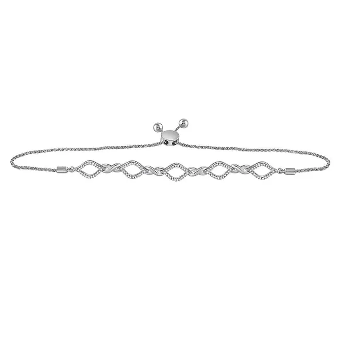 mayamila Bracelets 10kt White Gold Womens Round Diamond Infinity Oval Bolo Bracelet 14 Cttw mayamila Bracelets 10kt White Gold Womens Round Diamond Infinity Oval Bolo Bracelet 14 Cttw