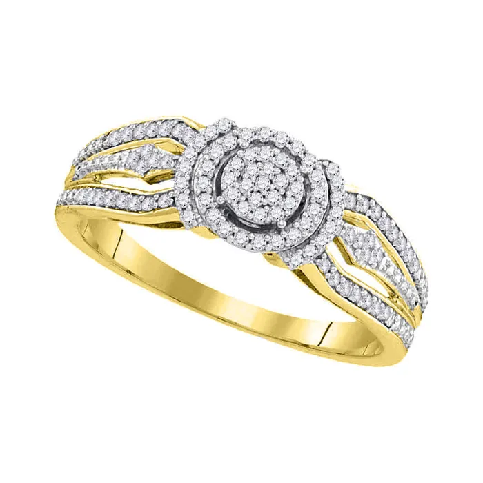 mayamila Rings 10kt Yellow Gold Womens Round Diamond Cluster Bridal Wedding Engagement Ring 14 Cttw mayamila Rings 10kt Yellow Gold Womens Round Diamond Cluster Bridal Wedding Engagement Ring 14 Cttw