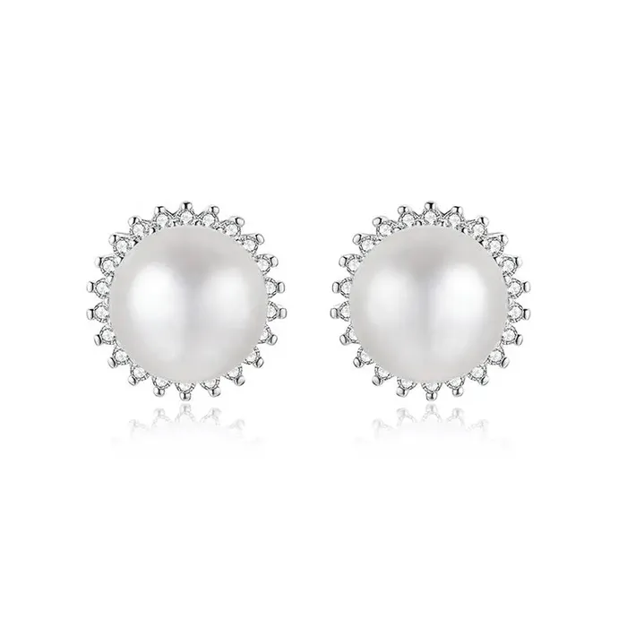 Mystic Flavia Earrings Starry White Natural Pearl Silver Earrings