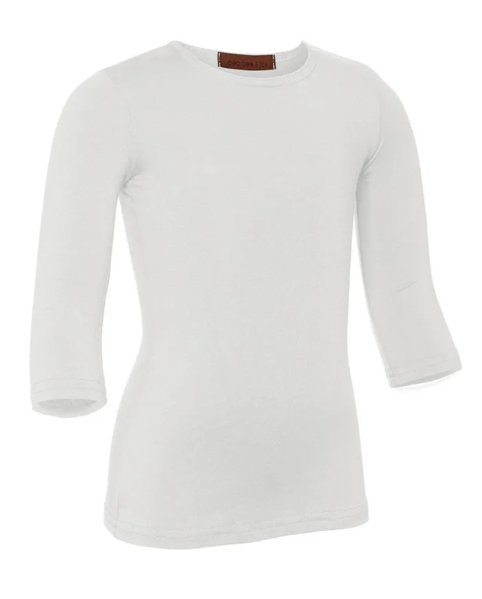 Pea Bee Jae Rings PBJ Girls Lycra 34 Sleeve Shell White
