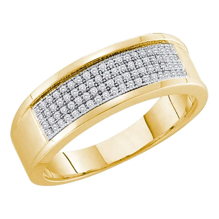 Rings 10kt Yellow Gold Mens Round Diamond Wedding Band Ring 14 Cttw mayamila