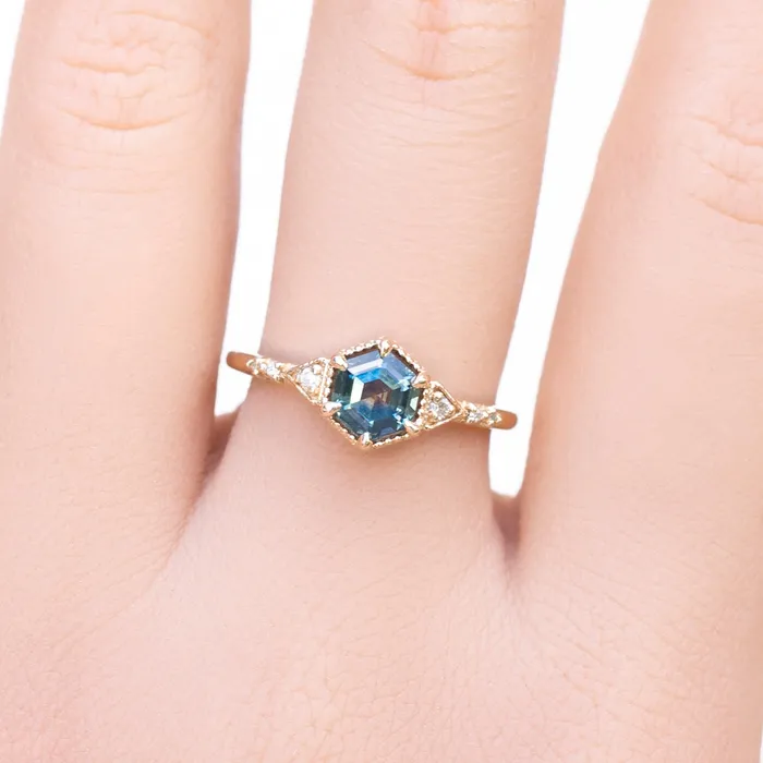 Rings Envero Jewelry Agatha Ring 062ct Teal Blue Green Montana Sapphire