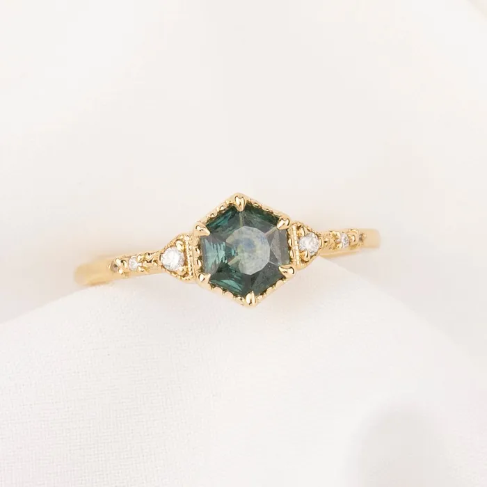Rings Envero Jewelry Agatha Ring 062ct Teal Blue Green Montana Sapphire