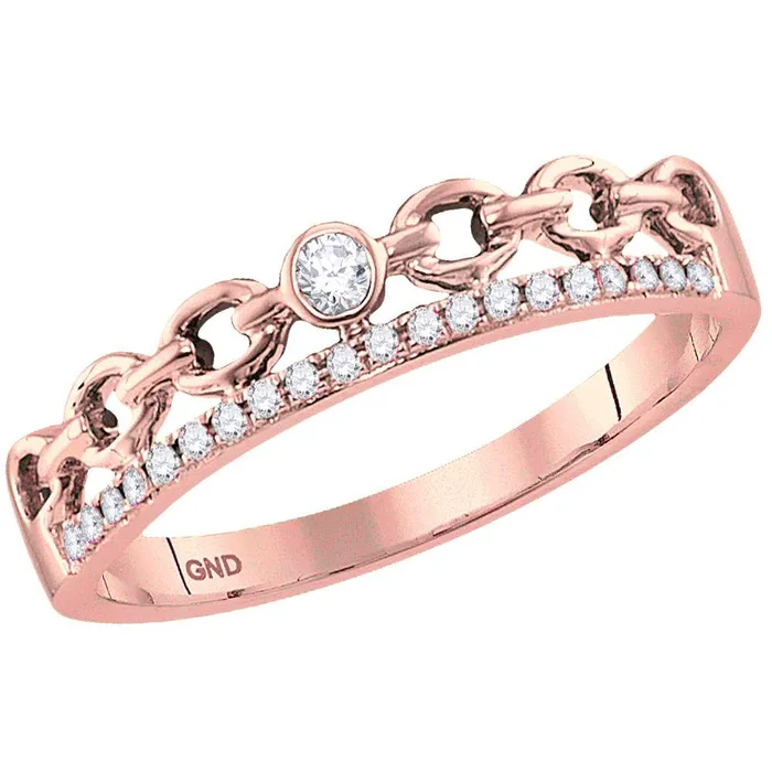 Rings mayamila 14kt Rose Gold Womens Round Diamond Rolo Link Stackable Band Ring 112 Cttw Rings mayamila 14kt Rose Gold Womens Round Diamond Rolo Link Stackable Band Ring 112 Cttw