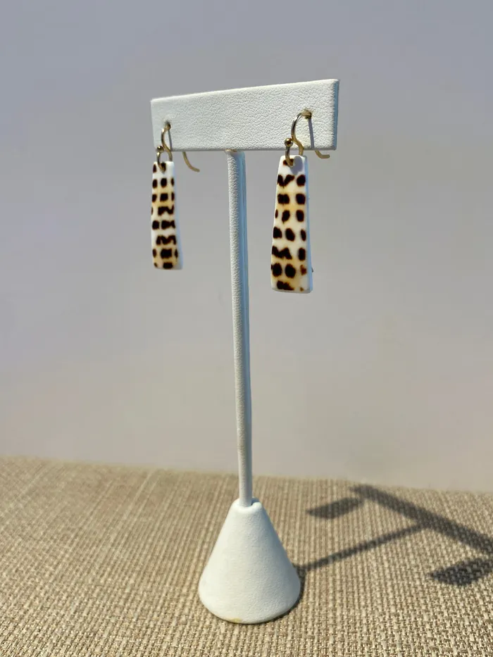 Small Alphabet Cone Rectangles on Gold MarMar Jewels Boutique Earrings