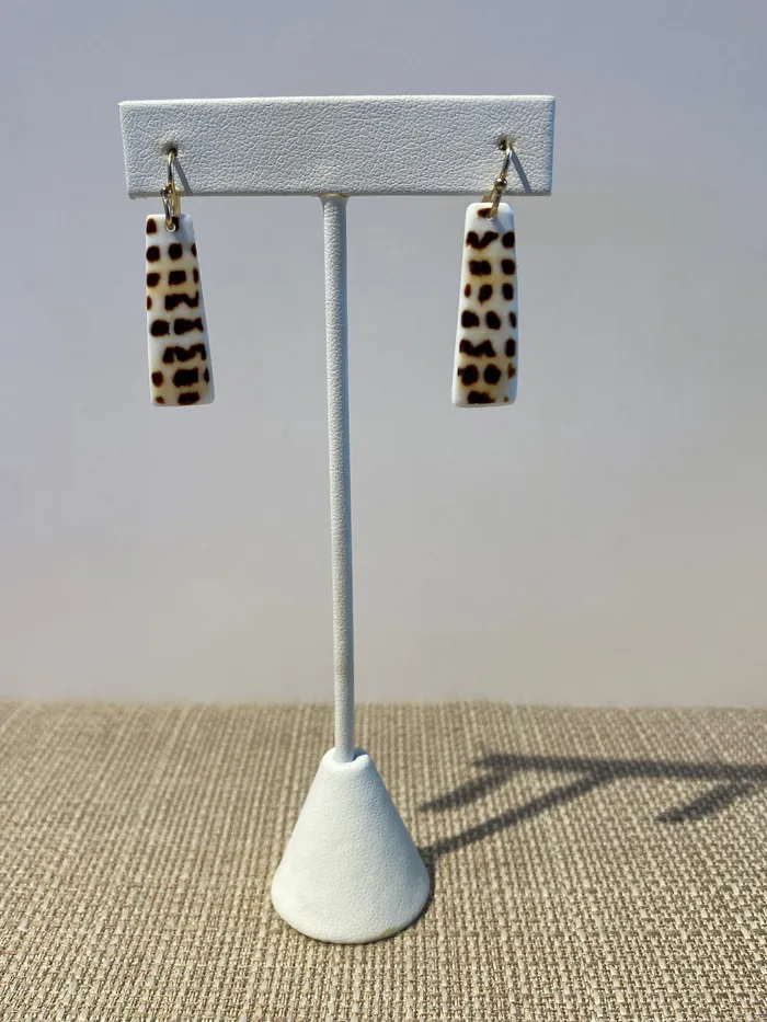 Small Alphabet Cone Rectangles on Gold MarMar Jewels Boutique Earrings Small Alphabet Cone Rectangles on Gold MarMar Jewels Boutique Earrings