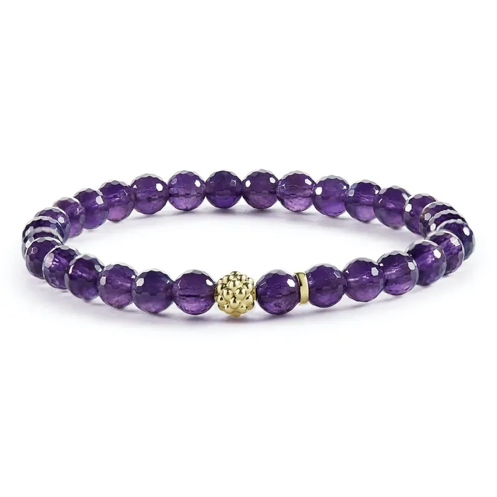 Caviar Icon Amethyst Gold Station Bead Bracelet LAGOS Bracelets