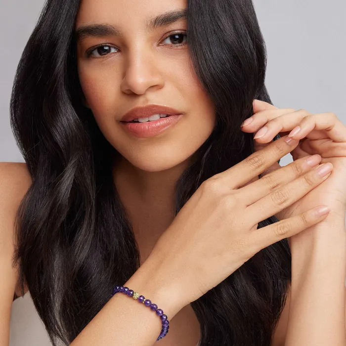 Caviar Icon Amethyst Gold Station Bead Bracelet LAGOS Bracelets