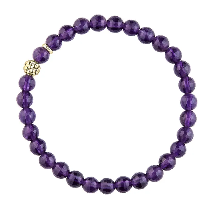 Caviar Icon Amethyst Gold Station Bead Bracelet LAGOS Bracelets