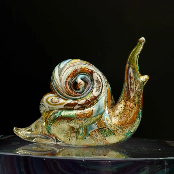 La Fornasotta Necklaces Murrina and gold snail Murano Glass