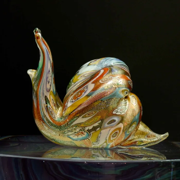 La Fornasotta Necklaces Murrina and gold snail Murano Glass La Fornasotta Necklaces Murrina and gold snail Murano Glass