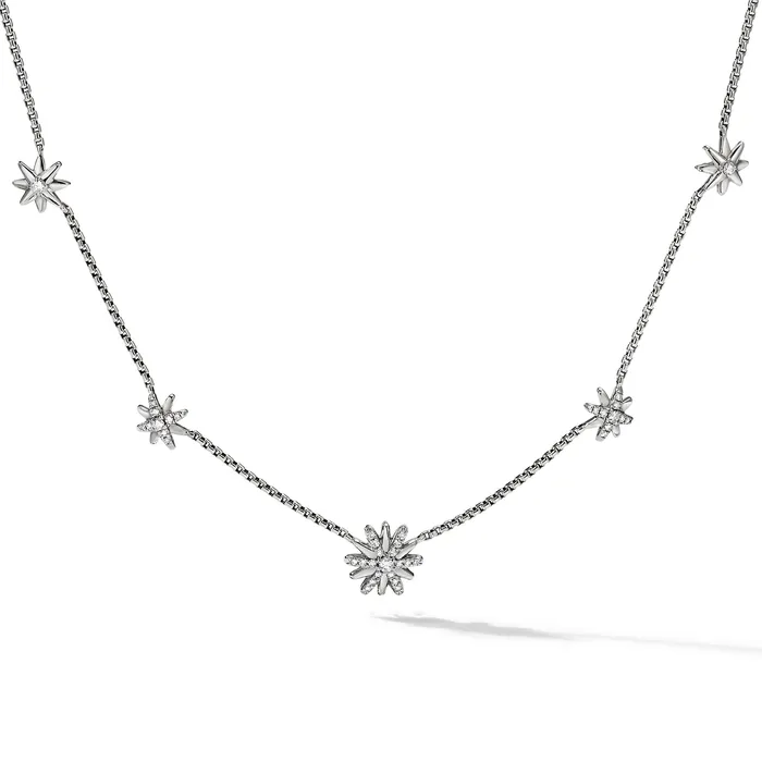 Necklaces David Yurman Starburst Station Chain Necklace in Sterling Silver with Diamonds 95mm