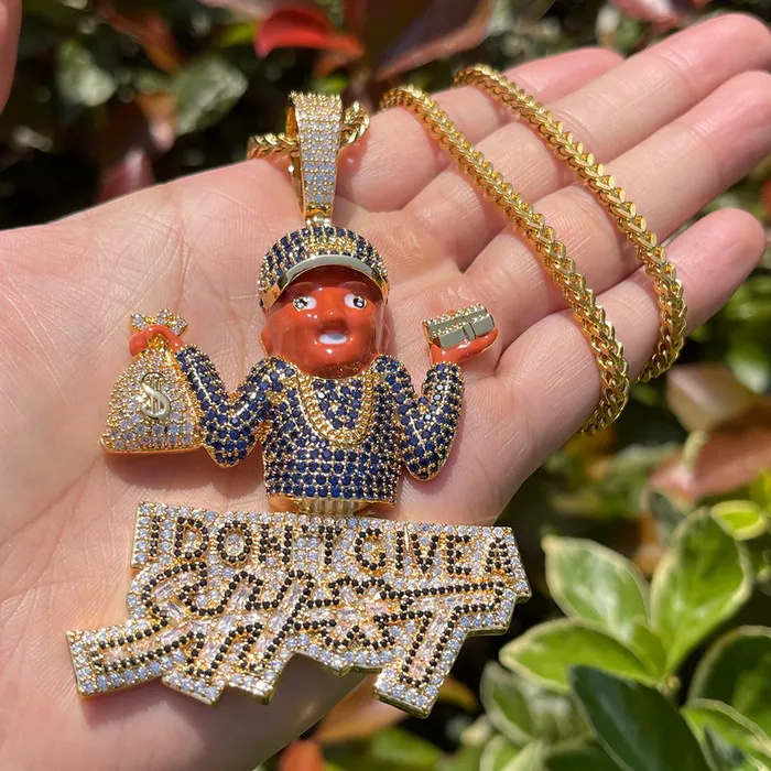 Necklaces I Dont Give A Sht I Dont Give A Sht Iced Out Diamond Pendant Necklace