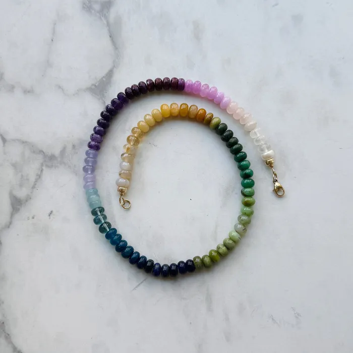 Necklaces Stone Cache Stone Cache Gemstone Necklace Jewel Tone Ombre