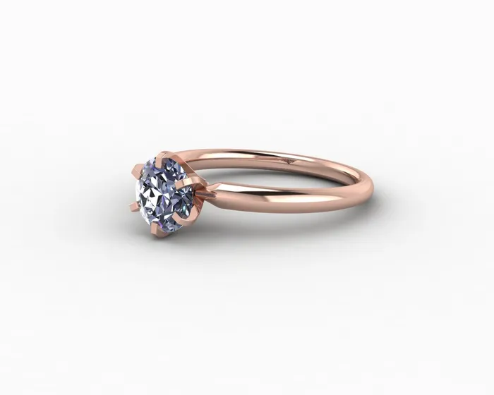 Sapheena Jewelry Rings Vega 10 Ct Solitaire Round Cut Grey Moissanite Engagement Ring
