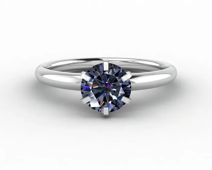 Sapheena Jewelry Rings Vega 10 Ct Solitaire Round Cut Grey Moissanite Engagement Ring