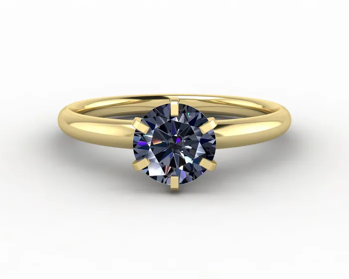Sapheena Jewelry Rings Vega 10 Ct Solitaire Round Cut Grey Moissanite Engagement Ring