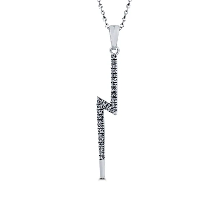 01 CT TW Natural Diamond Lightning Bolt Pendant in 10K White Gold Goldia Necklaces 01 CT TW Natural Diamond Lightning Bolt Pendant in 10K White Gold Goldia Necklaces