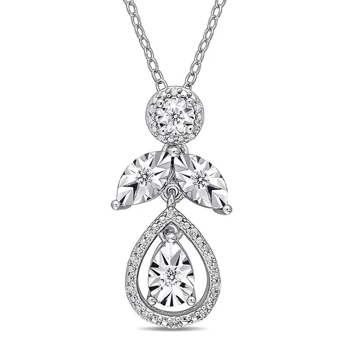 013 CT TW Natural Diamond Frame Teardrop Pendant in Sterling Silver Goldia Necklaces 013 CT TW Natural Diamond Frame Teardrop Pendant in Sterling Silver Goldia Necklaces