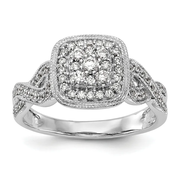 050ct CZ Solid Real 14K White Gold Complete Cluster Engagement Ring Goldia Rings 050ct CZ Solid Real 14K White Gold Complete Cluster Engagement Ring Goldia Rings