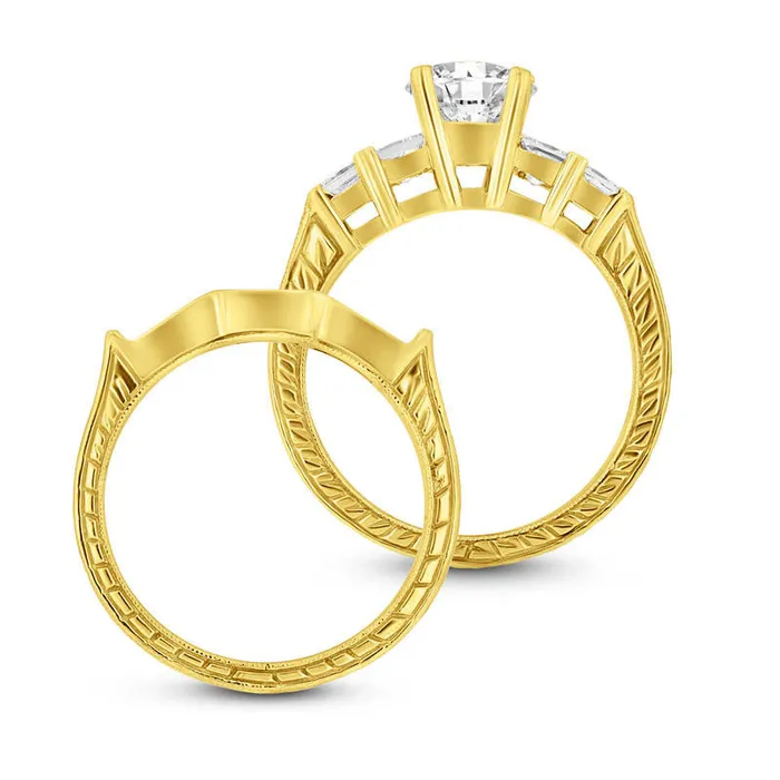 163 CT TW Natural Diamond AntiqueFinish Bridal Engagement Ring Set in Solid 14K Gold ISI2 Goldia Rings 163 CT TW Natural Diamond AntiqueFinish Bridal Engagement Ring Set in Solid 14K Gold ISI2 Goldia Rings