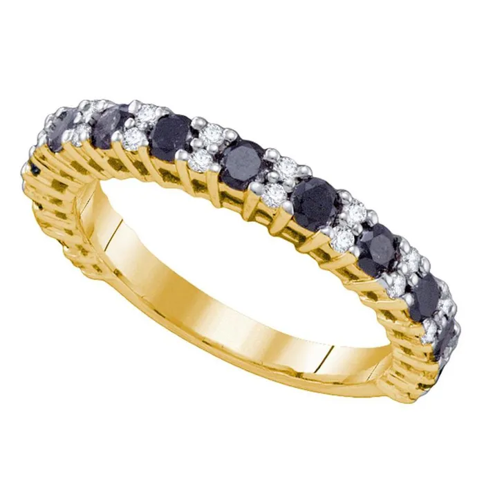 10k Yellow Gold Black Diamond Wedding Band Ring 1 Cttw gndatlanta Rings