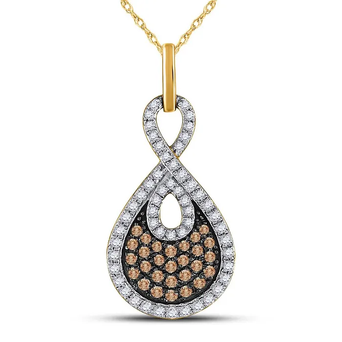 10k Yellow Gold Round Brown Diamond Teardrop Pendant 12 Cttw gndatlanta Necklaces 10k Yellow Gold Round Brown Diamond Teardrop Pendant 12 Cttw gndatlanta Necklaces