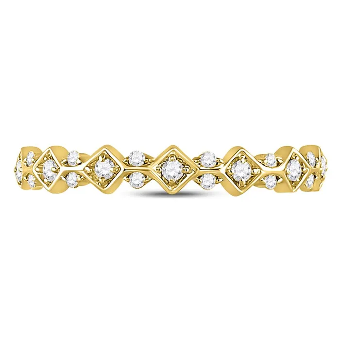 10k Yellow Gold Round Diamond Stackable Band Ring 16 Cttw gndatlanta Rings