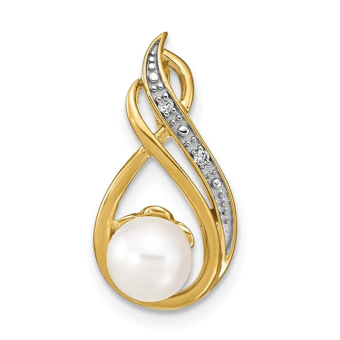 14k 6 7mm White Round Freshewater Cultured Pearl and Diamond Pendant Goldiacom Necklaces 14k 6 7mm White Round Freshewater Cultured Pearl and Diamond Pendant Goldiacom Necklaces