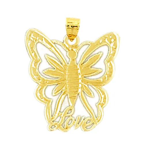 14K Gold Love Butterfly Pendant Goldia Necklaces