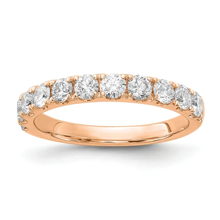 14k Rose Gold 1 Ct Lab Grown Diamond VSSI G Wedding Band Ring Goldia Rings