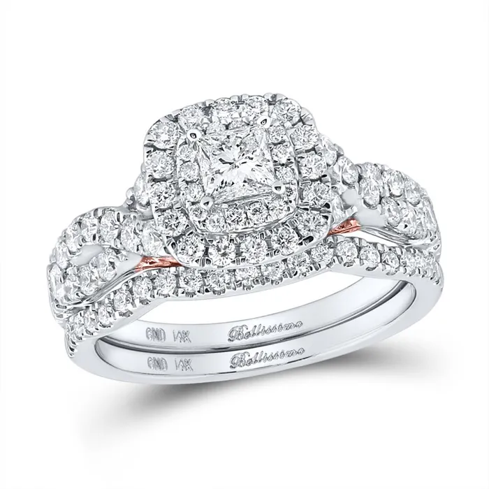 14k Twotone Gold Princess Diamond Bridal Wedding Ring Set 114 Cttw Certified gndatlanta Rings