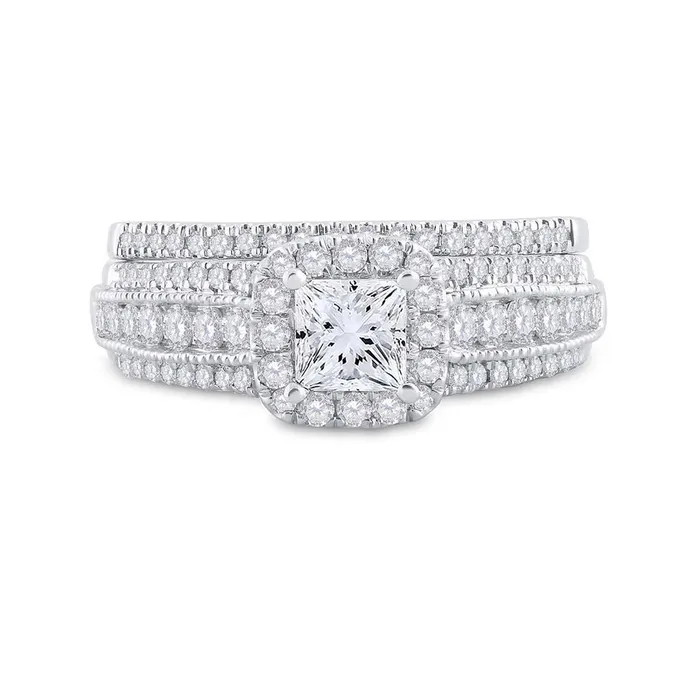 14k Twotone Gold Princess Diamond Bridal Wedding Ring Set 114 Cttw Certified gndatlanta Rings