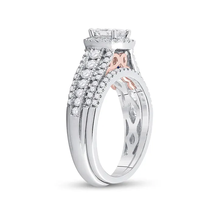 14k Twotone Gold Princess Diamond Bridal Wedding Ring Set 114 Cttw Certified gndatlanta Rings