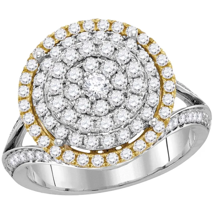 14k Twotone Gold Round Diamond Right Hand Cocktail Ring 138 Ctw gndatlanta Rings 14k Twotone Gold Round Diamond Right Hand Cocktail Ring 138 Ctw gndatlanta Rings
