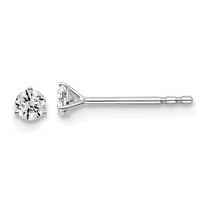 14k White Gold 16 ctw Lab Grown Diamond VSSI G Round 3 Prong Heavy Wt Stud Earrings Goldia Earrings