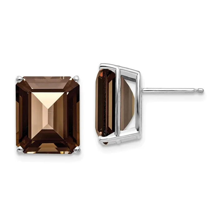 14k White Gold 12x10mm Emerald Smok Yellow Gold Quartz Earrings Goldia Earrings 14k White Gold 12x10mm Emerald Smok Yellow Gold Quartz Earrings Goldia Earrings