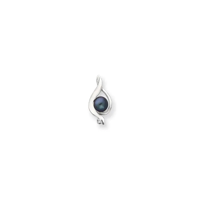 14k White Gold 55mm Black FW Cultured Pearl AA Real Diamond pendant Goldia Necklaces 14k White Gold 55mm Black FW Cultured Pearl AA Real Diamond pendant Goldia Necklaces