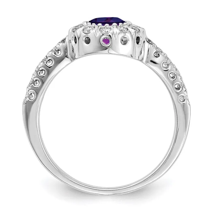 14k White Gold 5mm Amethyst A Real Diamond ring Goldia Rings