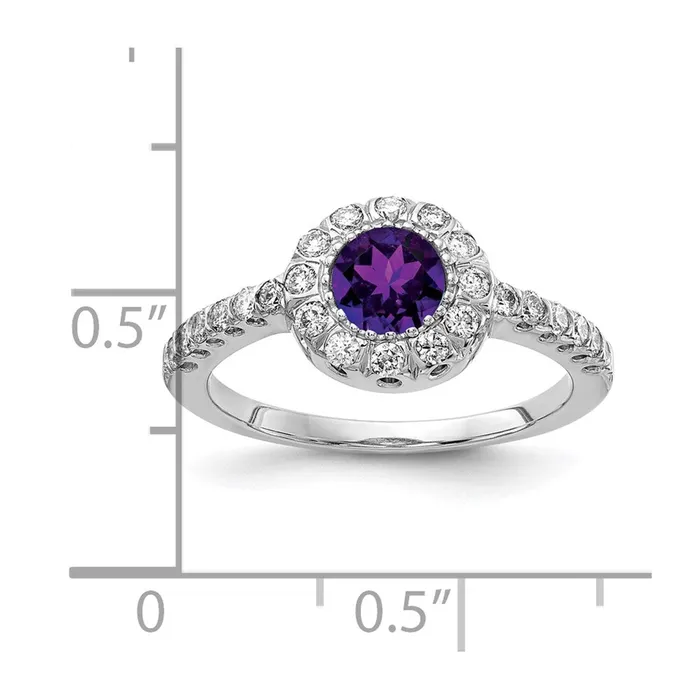 14k White Gold 5mm Amethyst A Real Diamond ring Goldia Rings