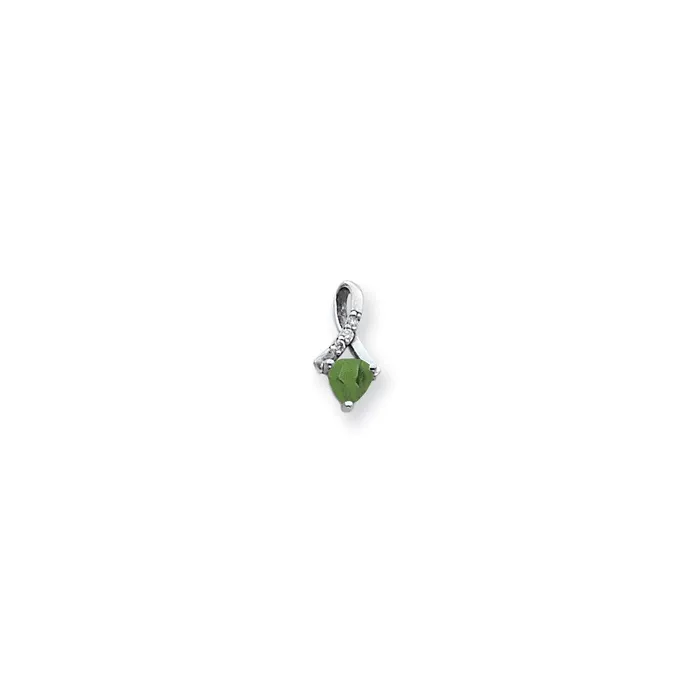 14k White Gold 5mm Emerald AAA Real Diamond pendant Goldia Necklaces