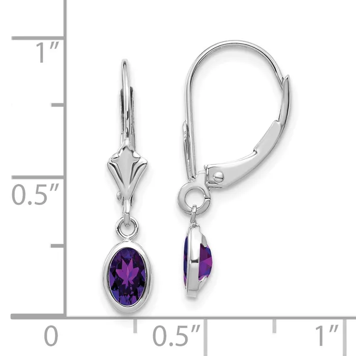14k White Gold 6x4mm Oval AmethystFebruary Earrings Goldia Earrings