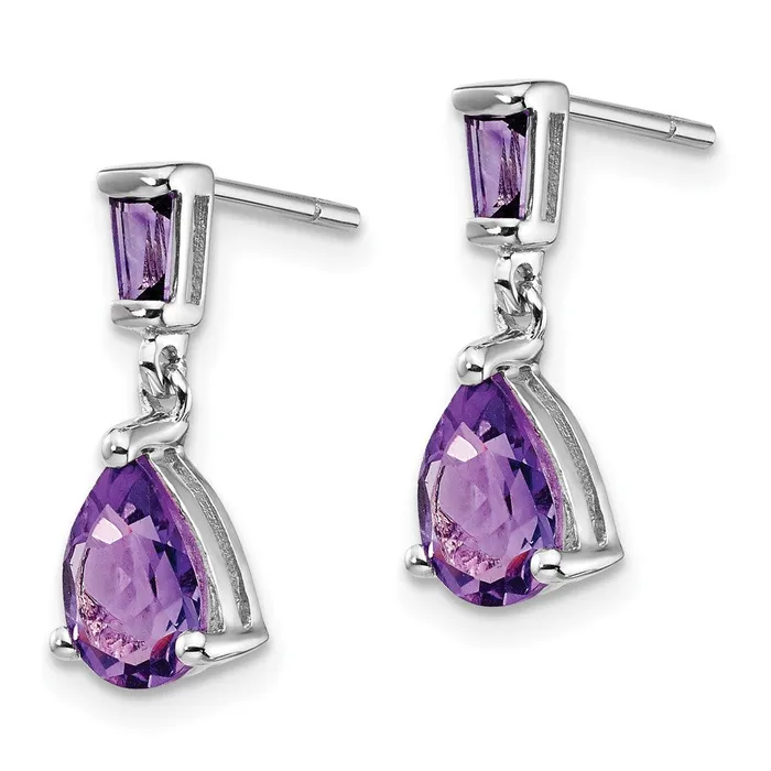 14k White Gold Amethyst Dangle Post Earrings Goldia Earrings