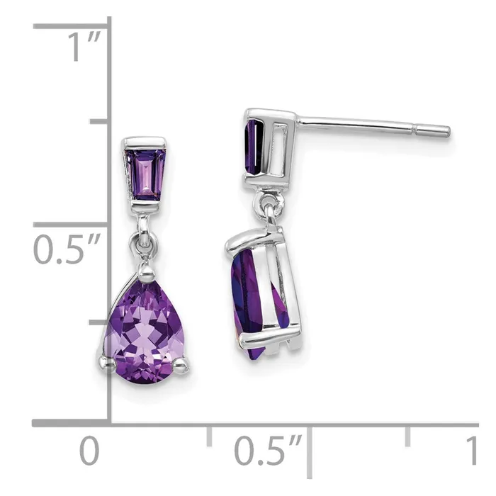 14k White Gold Amethyst Dangle Post Earrings Goldia Earrings